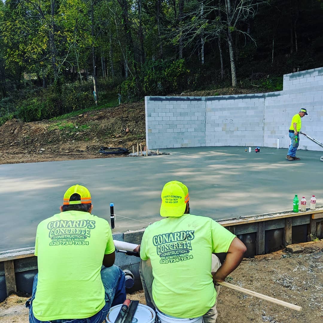 Conard's Concrete finishing crew at work